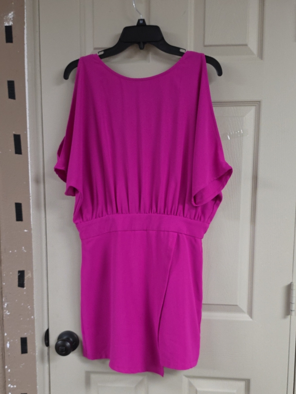 Women's Fuchsia Short Sleeve Waist-Defined Romper